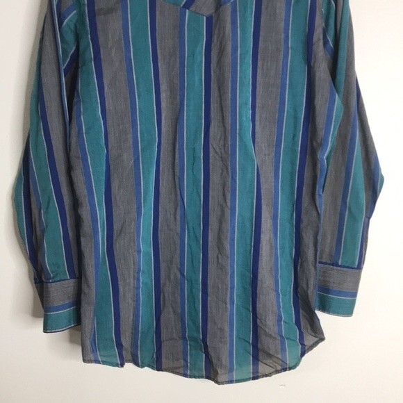 Vtg western plaid pearl snap button long sleeve shirt size medium cowboy rodeo - Picture 13 of 13